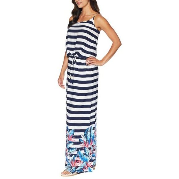 Tommy Bahama Palmparidise maxi dress nautical theme rayon Sz small - Picture 3 of 10